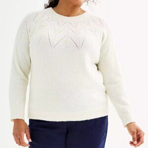 Croft & Barrow Pointelle Sweater Ivory Cream Plus Size 3X